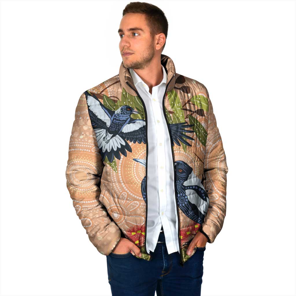 Magpies On Eucalyptus Australia Aboriginal Padded Jacket - Aussie Hoodie