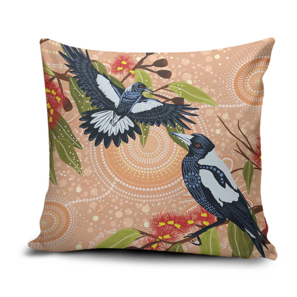 Magpies On Eucalyptus Australia Aboriginal Pillow Cover - Aussie Hoodie