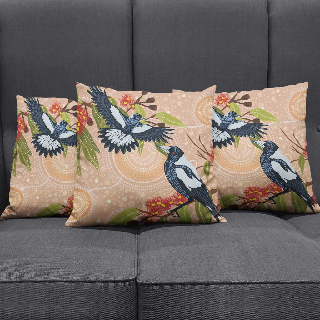 Magpies On Eucalyptus Australia Aboriginal Pillow Cover - Aussie Hoodie