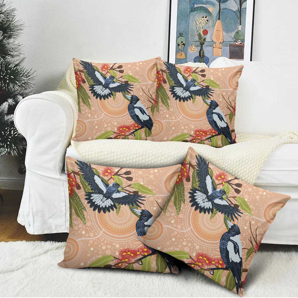 Magpies On Eucalyptus Australia Aboriginal Pillow Cover - Aussie Hoodie