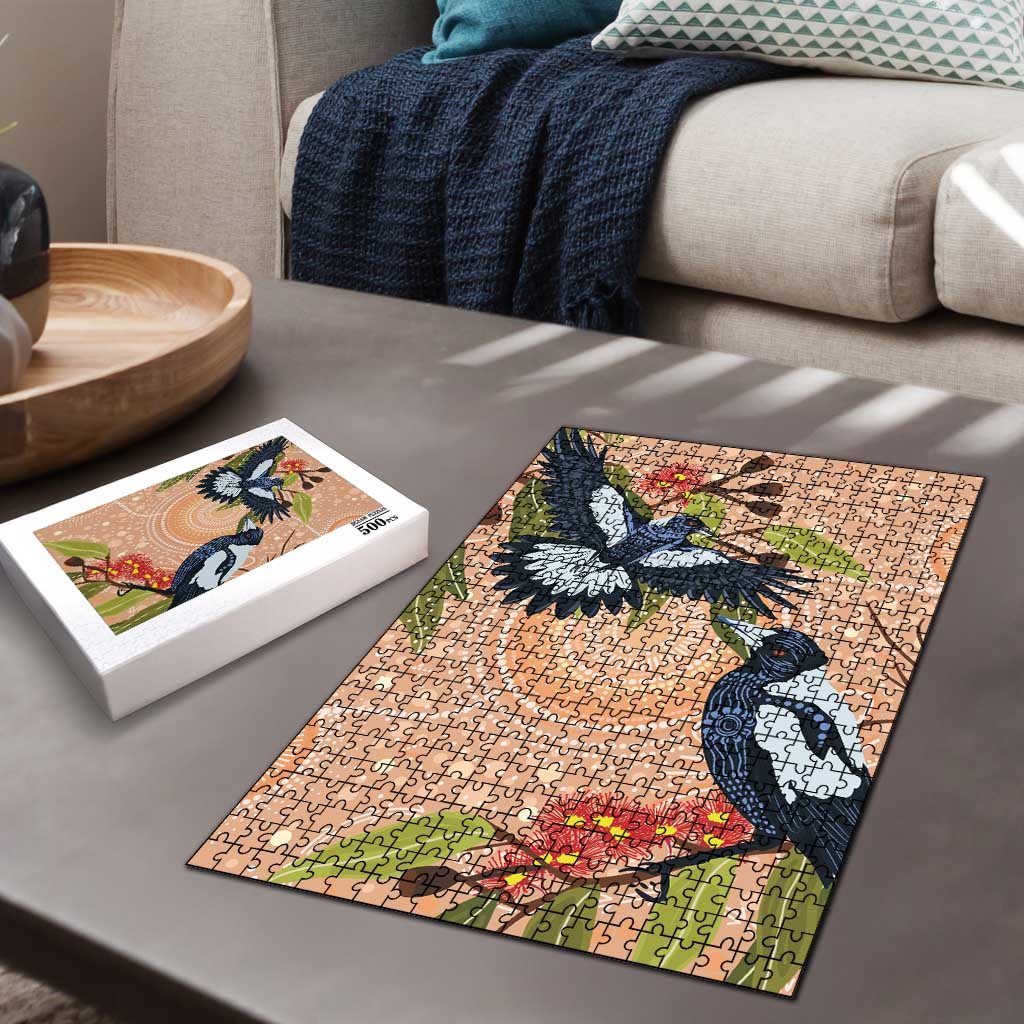 Magpies On Eucalyptus Australia Aboriginal Puzzle - Aussie Hoodie