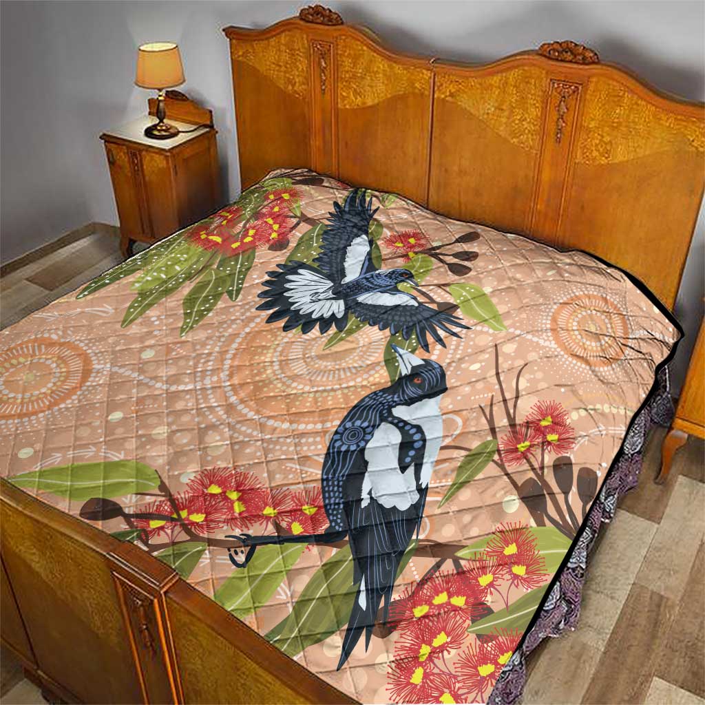 Magpies On Eucalyptus Australia Aboriginal Quilt - Aussie Hoodie