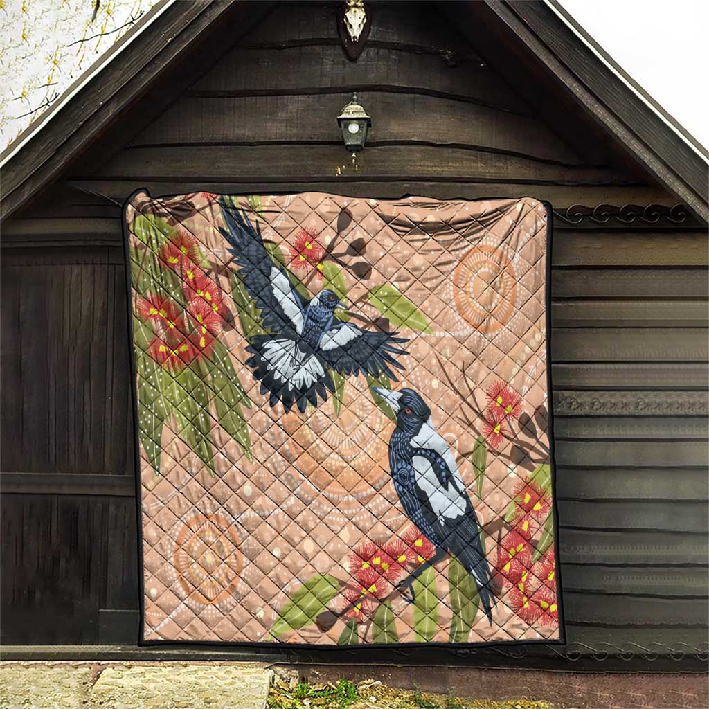 Magpies On Eucalyptus Australia Aboriginal Quilt - Aussie Hoodie