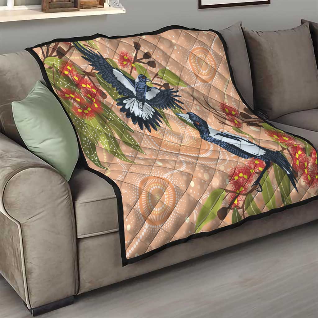 Magpies On Eucalyptus Australia Aboriginal Quilt - Aussie Hoodie