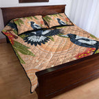 Magpies On Eucalyptus Australia Aboriginal Quilt Bed Set - Aussie Hoodie