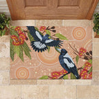Magpies On Eucalyptus Australia Aboriginal Rubber Doormat - Aussie Hoodie