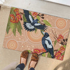 Magpies On Eucalyptus Australia Aboriginal Rubber Doormat - Aussie Hoodie