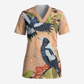 Magpies On Eucalyptus Australia Aboriginal Scrub Top - Aussie Hoodie