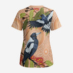 Magpies On Eucalyptus Australia Aboriginal Scrub Top - Aussie Hoodie