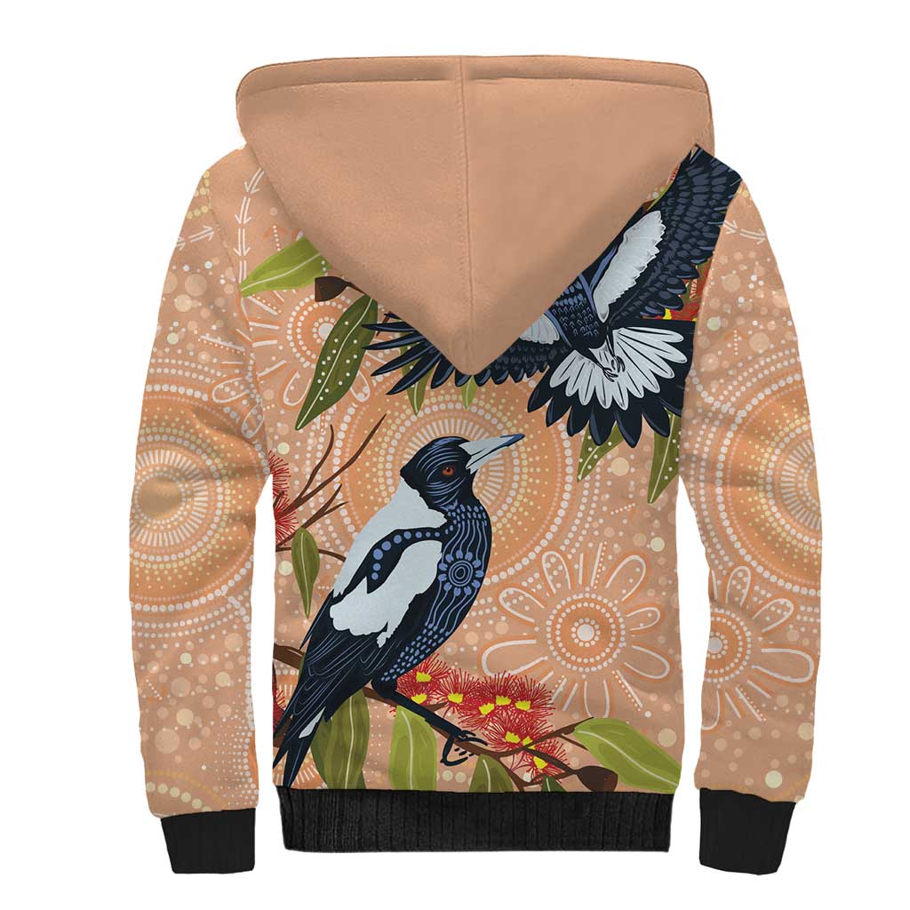 Magpies On Eucalyptus Australia Aboriginal Sherpa Hoodie - Aussie Hoodie
