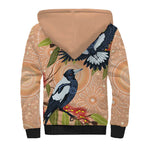 Magpies On Eucalyptus Australia Aboriginal Sherpa Hoodie - Aussie Hoodie
