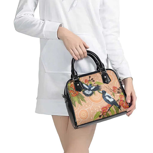 Magpies On Eucalyptus Australia Aboriginal Shoulder Handbag - Aussie Hoodie