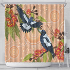 Magpies On Eucalyptus Australia Aboriginal Shower Curtain - Aussie Hoodie