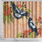 Magpies On Eucalyptus Australia Aboriginal Shower Curtain - Aussie Hoodie