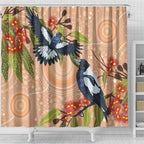 Magpies On Eucalyptus Australia Aboriginal Shower Curtain - Aussie Hoodie