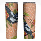 Magpies On Eucalyptus Australia Aboriginal Skinny Tumbler - Aussie Hoodie