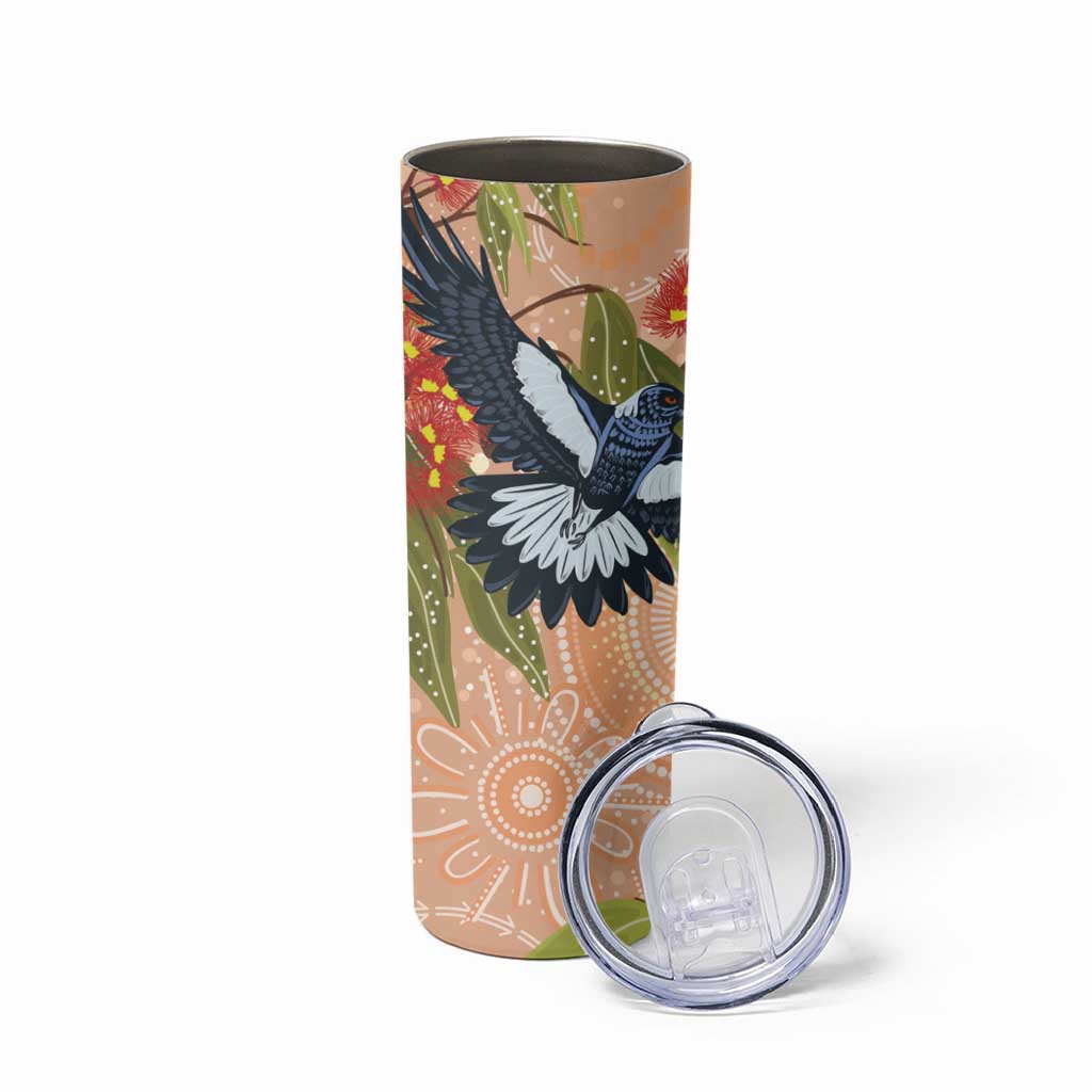 Magpies On Eucalyptus Australia Aboriginal Skinny Tumbler - Aussie Hoodie