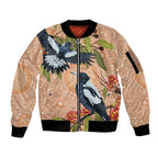 Magpies On Eucalyptus Australia Aboriginal Sleeve Zip Bomber Jacket - Aussie Hoodie