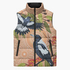 Magpies On Eucalyptus Australia Aboriginal Sleeveless Puffer Jacket - Aussie Hoodie