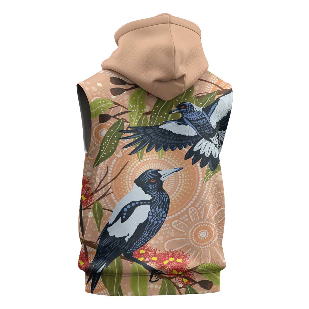 Magpies On Eucalyptus Australia Aboriginal Sleeveless Zip Hoodie LT7