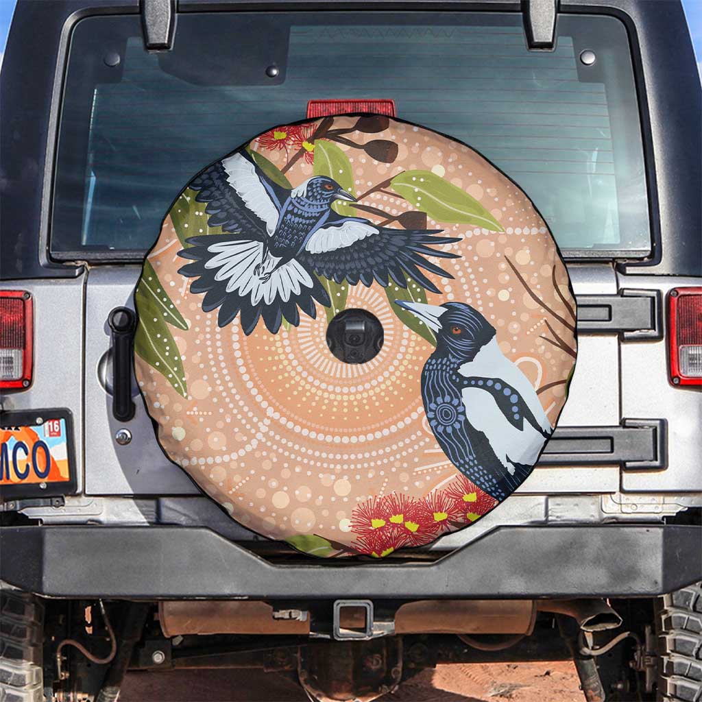 Magpies On Eucalyptus Australia Aboriginal Spare Tire Cover - Aussie Hoodie