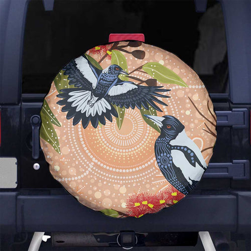 Magpies On Eucalyptus Australia Aboriginal Spare Tire Cover - Aussie Hoodie