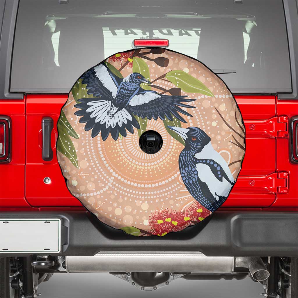 Magpies On Eucalyptus Australia Aboriginal Spare Tire Cover - Aussie Hoodie