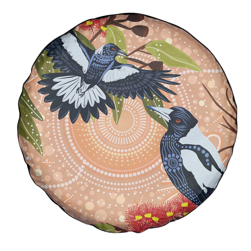 Magpies On Eucalyptus Australia Aboriginal Spare Tire Cover - Aussie Hoodie