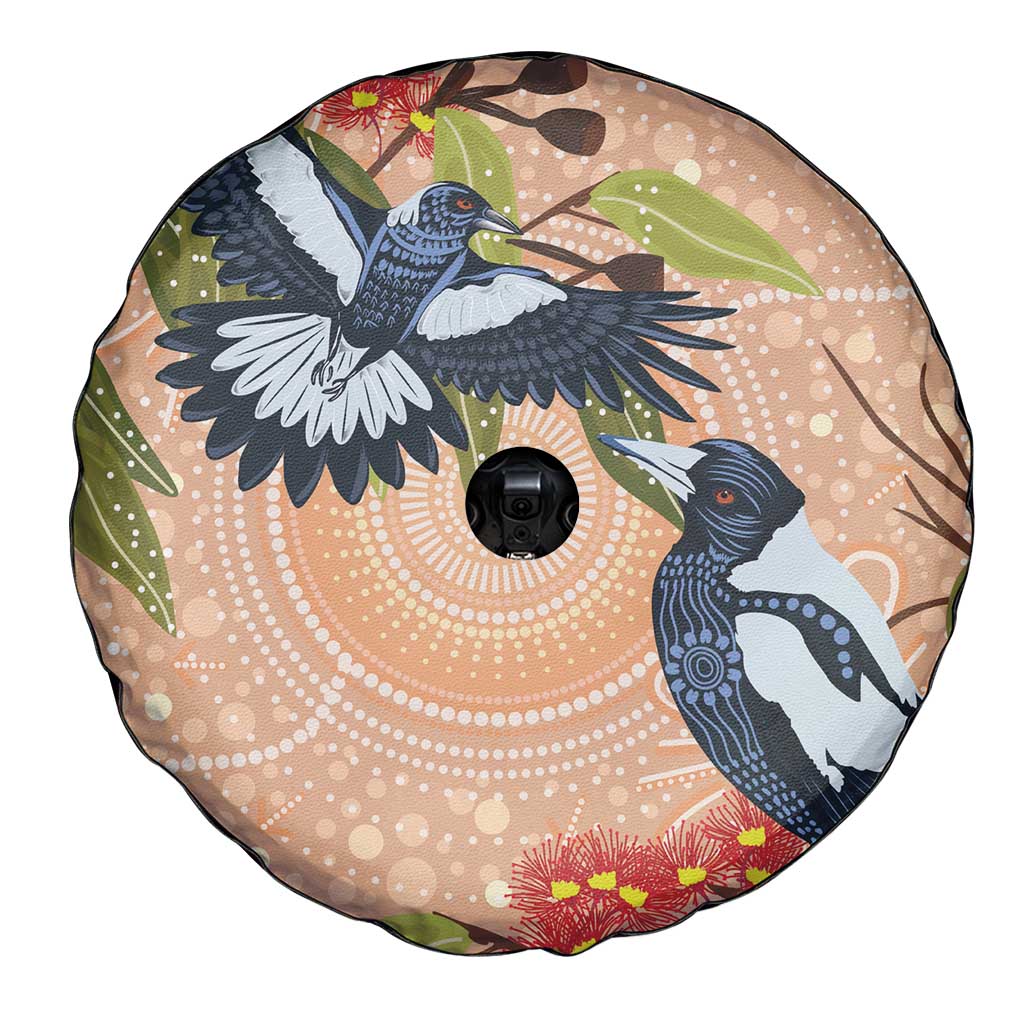 Magpies On Eucalyptus Australia Aboriginal Spare Tire Cover - Aussie Hoodie