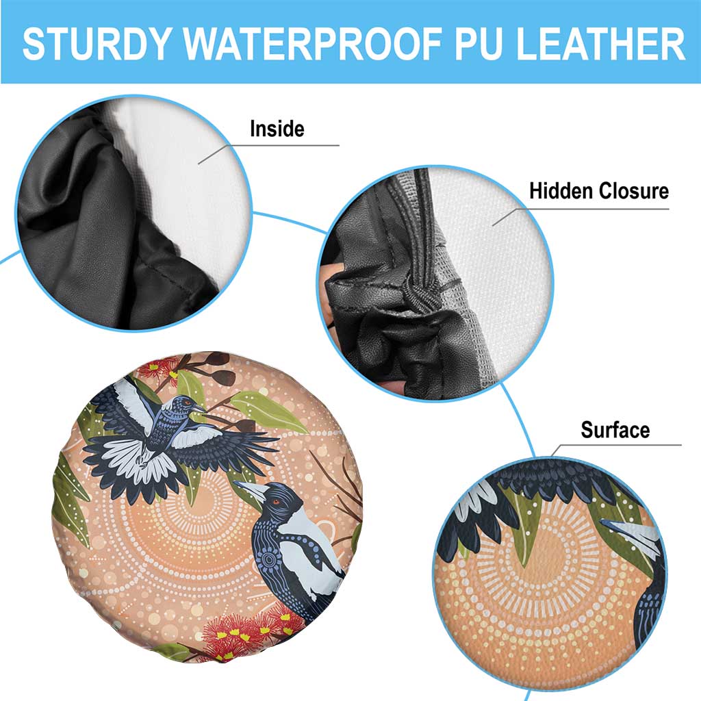 Magpies On Eucalyptus Australia Aboriginal Spare Tire Cover - Aussie Hoodie