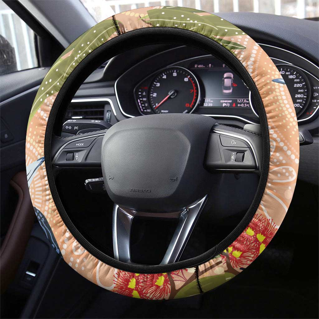 Magpies On Eucalyptus Australia Aboriginal Steering Wheel Cover - Aussie Hoodie