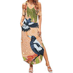 Magpies On Eucalyptus Australia Aboriginal Summer Maxi Dress - Aussie Hoodie