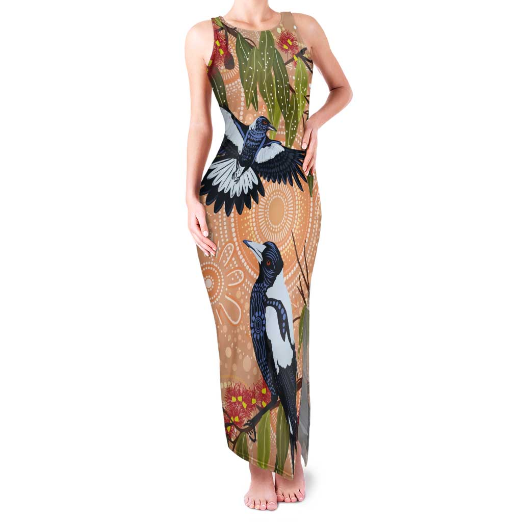Magpies On Eucalyptus Australia Aboriginal Tank Maxi Dress - Aussie Hoodie