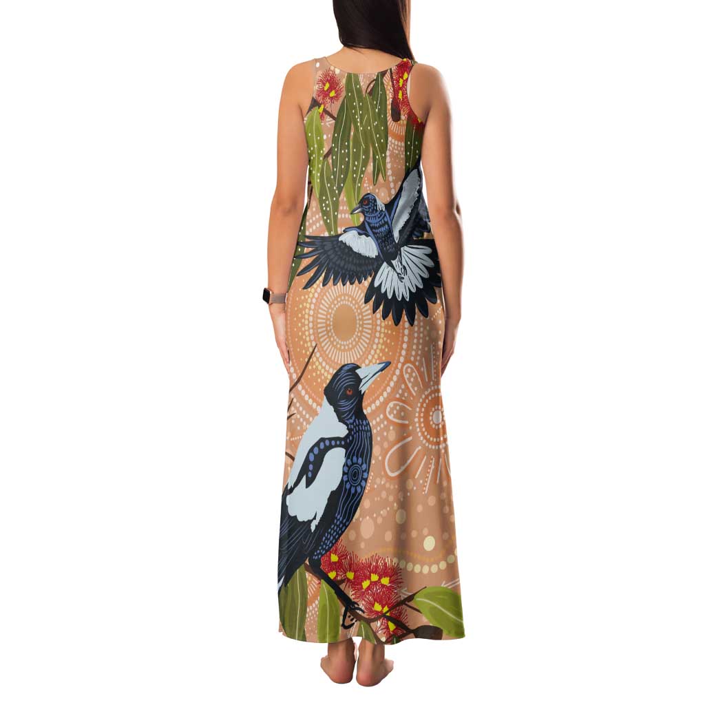Magpies On Eucalyptus Australia Aboriginal Tank Maxi Dress - Aussie Hoodie