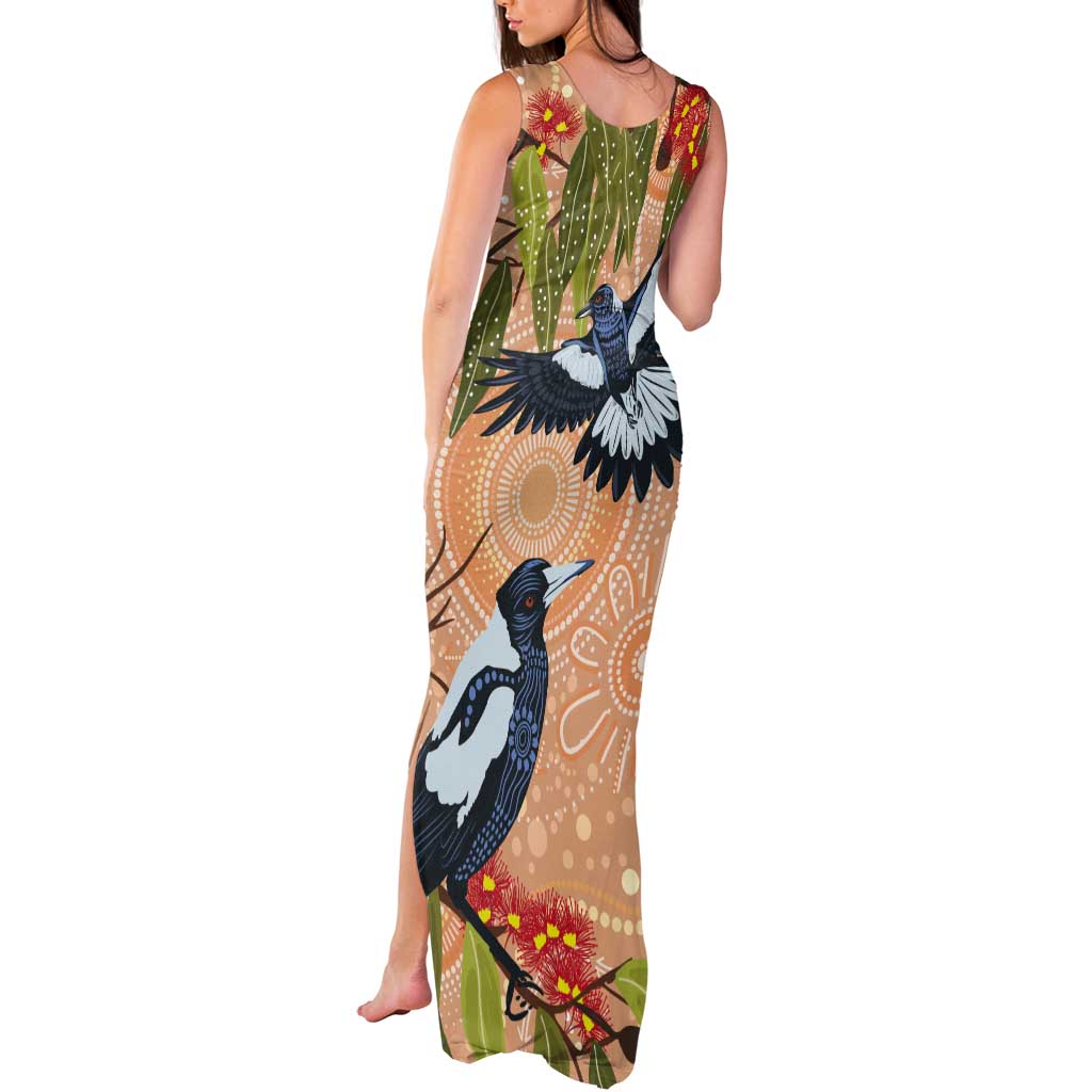 Magpies On Eucalyptus Australia Aboriginal Tank Maxi Dress - Aussie Hoodie