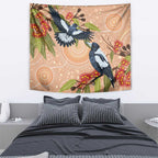 Magpies On Eucalyptus Australia Aboriginal Tapestry - Aussie Hoodie