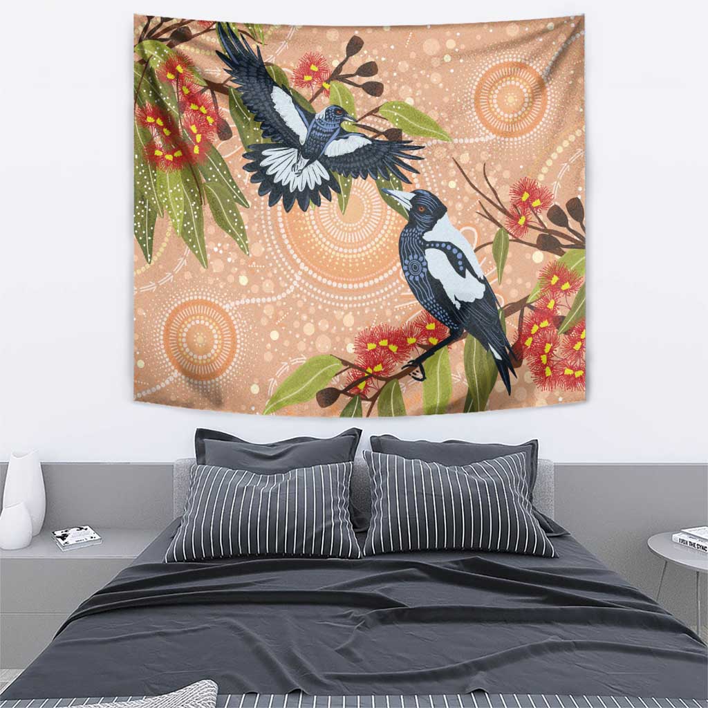 Magpies On Eucalyptus Australia Aboriginal Tapestry - Aussie Hoodie