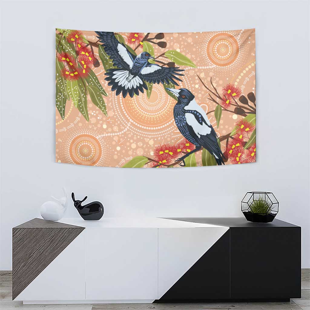 Magpies On Eucalyptus Australia Aboriginal Tapestry - Aussie Hoodie
