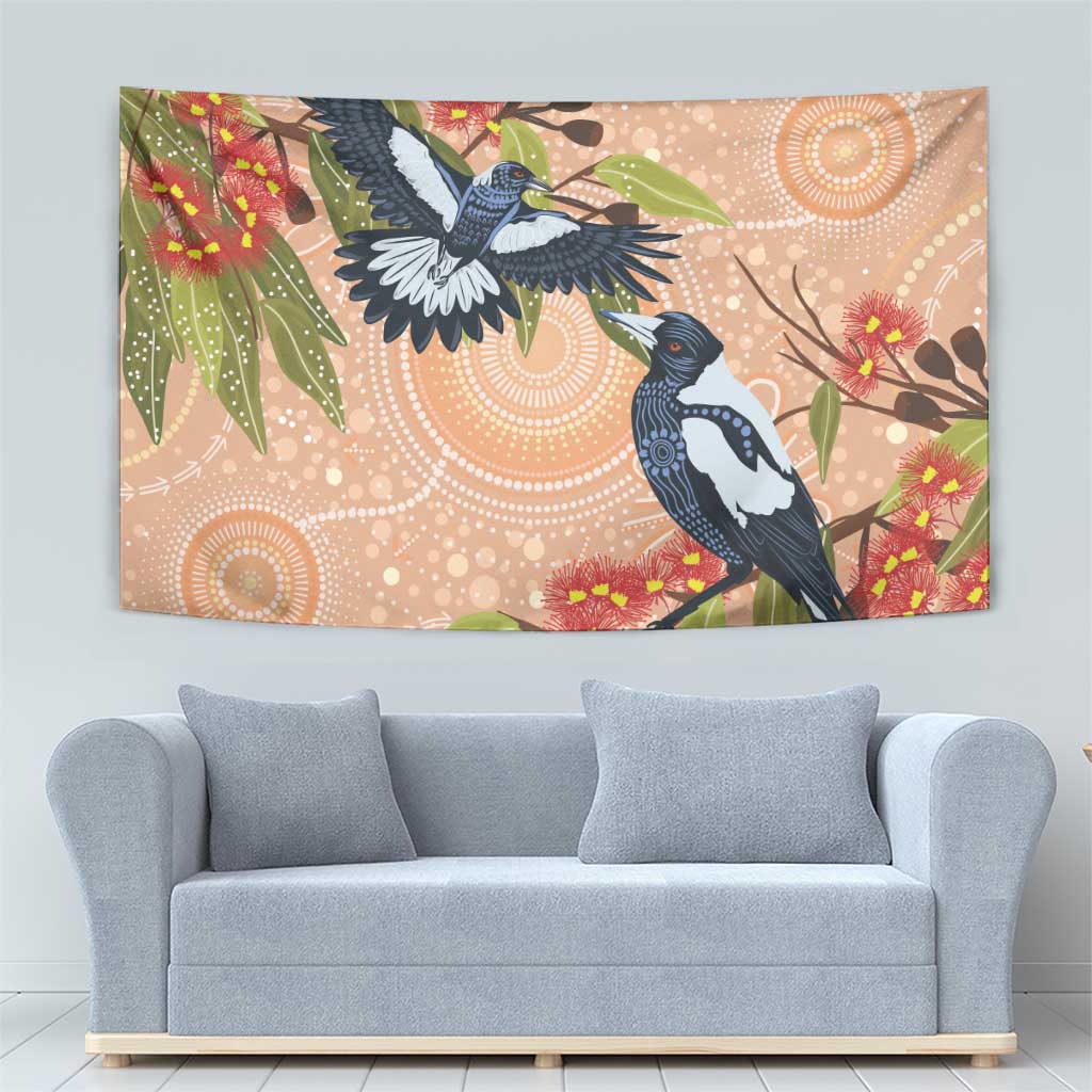 Magpies On Eucalyptus Australia Aboriginal Tapestry - Aussie Hoodie