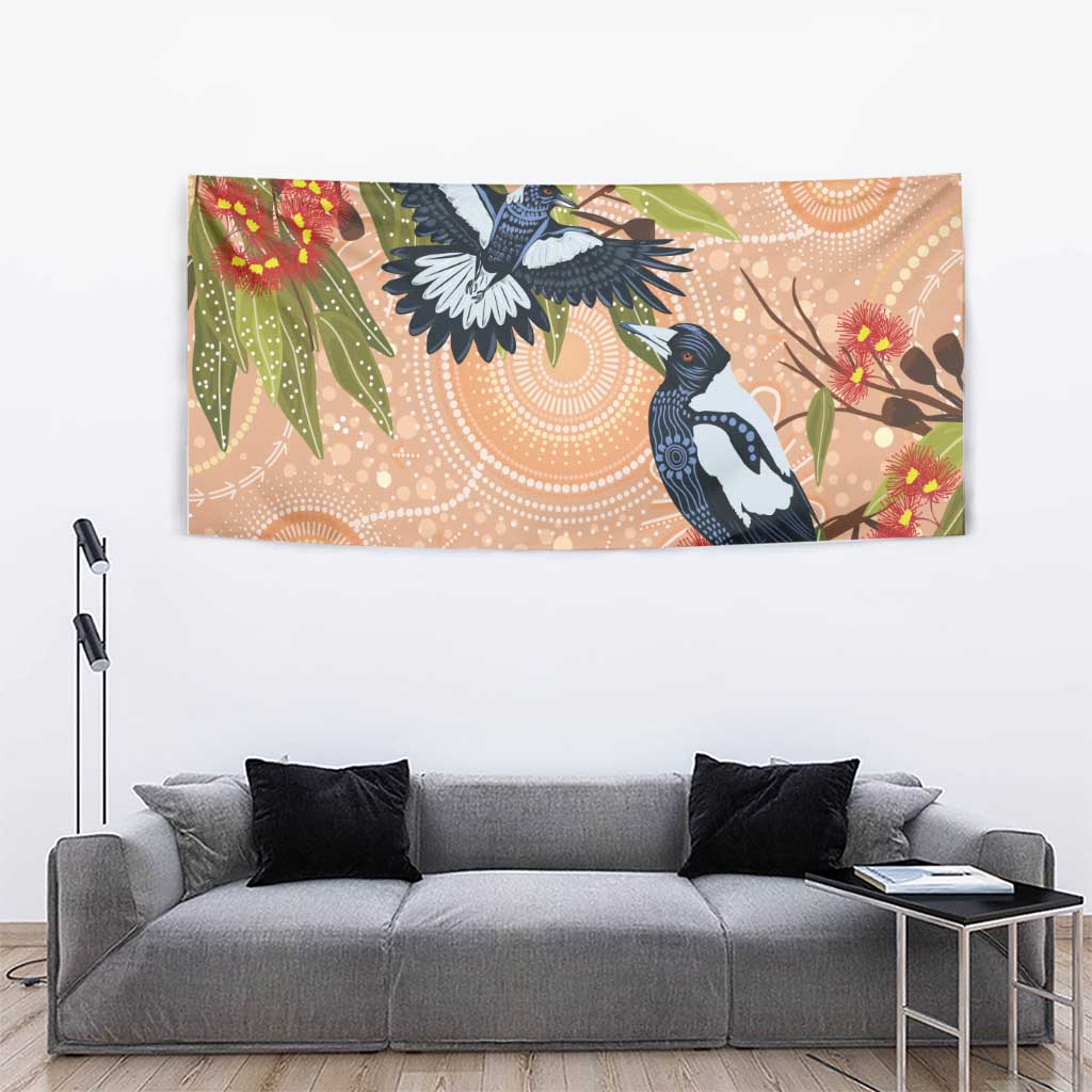 Magpies On Eucalyptus Australia Aboriginal Tapestry - Aussie Hoodie