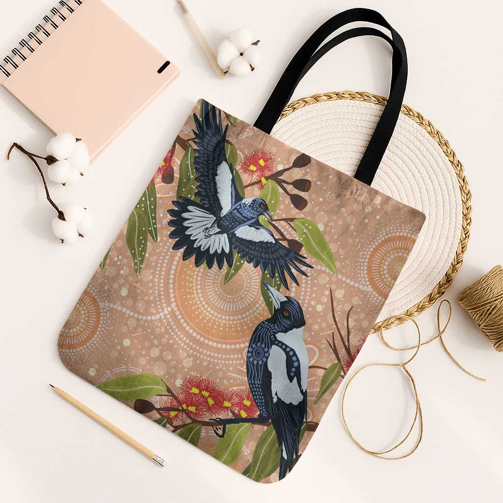Magpies On Eucalyptus Australia Aboriginal Tote Bag - Aussie Hoodie
