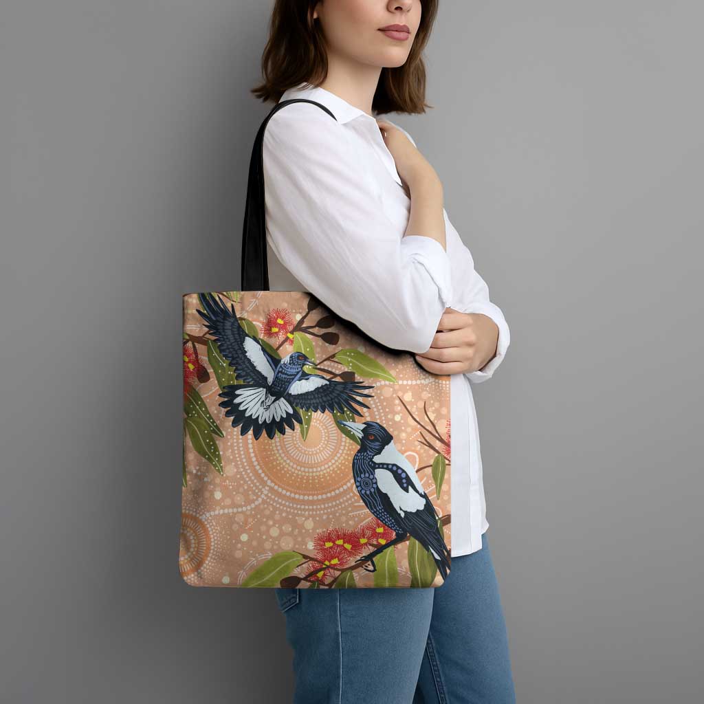 Magpies On Eucalyptus Australia Aboriginal Tote Bag - Aussie Hoodie
