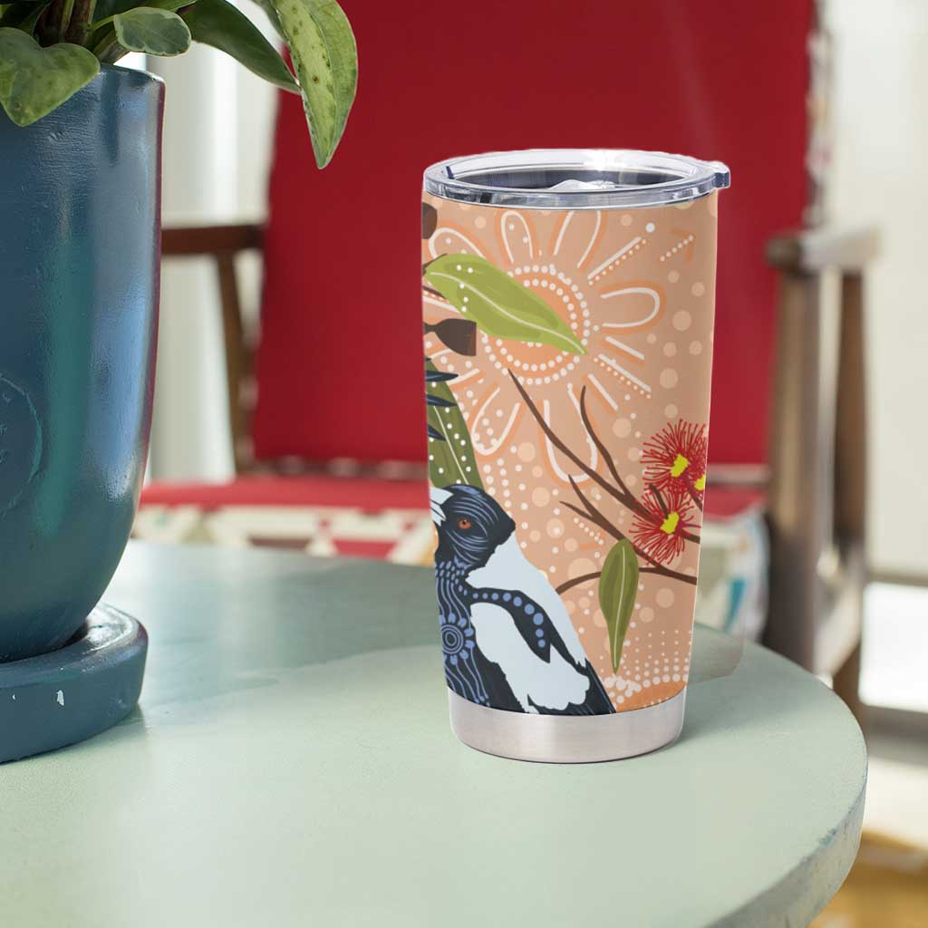 Magpies On Eucalyptus Australia Aboriginal Tumbler Cup - Aussie Hoodie