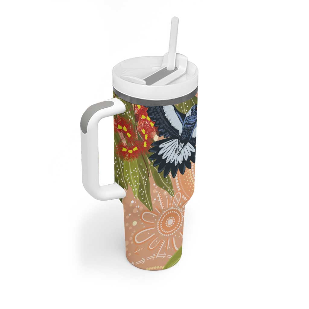 Magpies On Eucalyptus Australia Aboriginal Tumbler With Handle - Aussie Hoodie