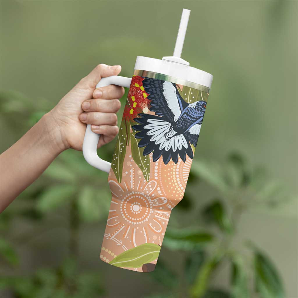 Magpies On Eucalyptus Australia Aboriginal Tumbler With Handle - Aussie Hoodie
