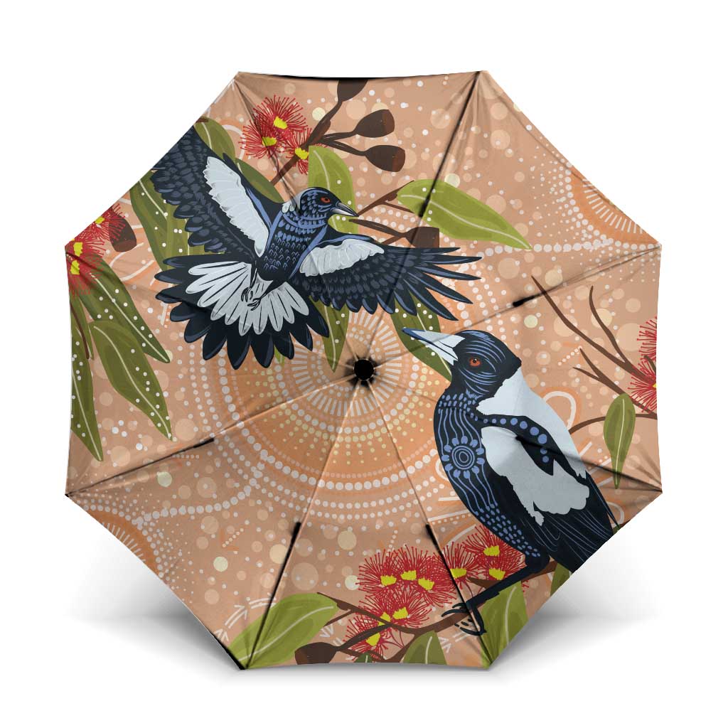 Magpies On Eucalyptus Australia Aboriginal Umbrella - Aussie Hoodie