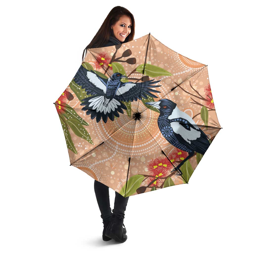 Magpies On Eucalyptus Australia Aboriginal Umbrella - Aussie Hoodie