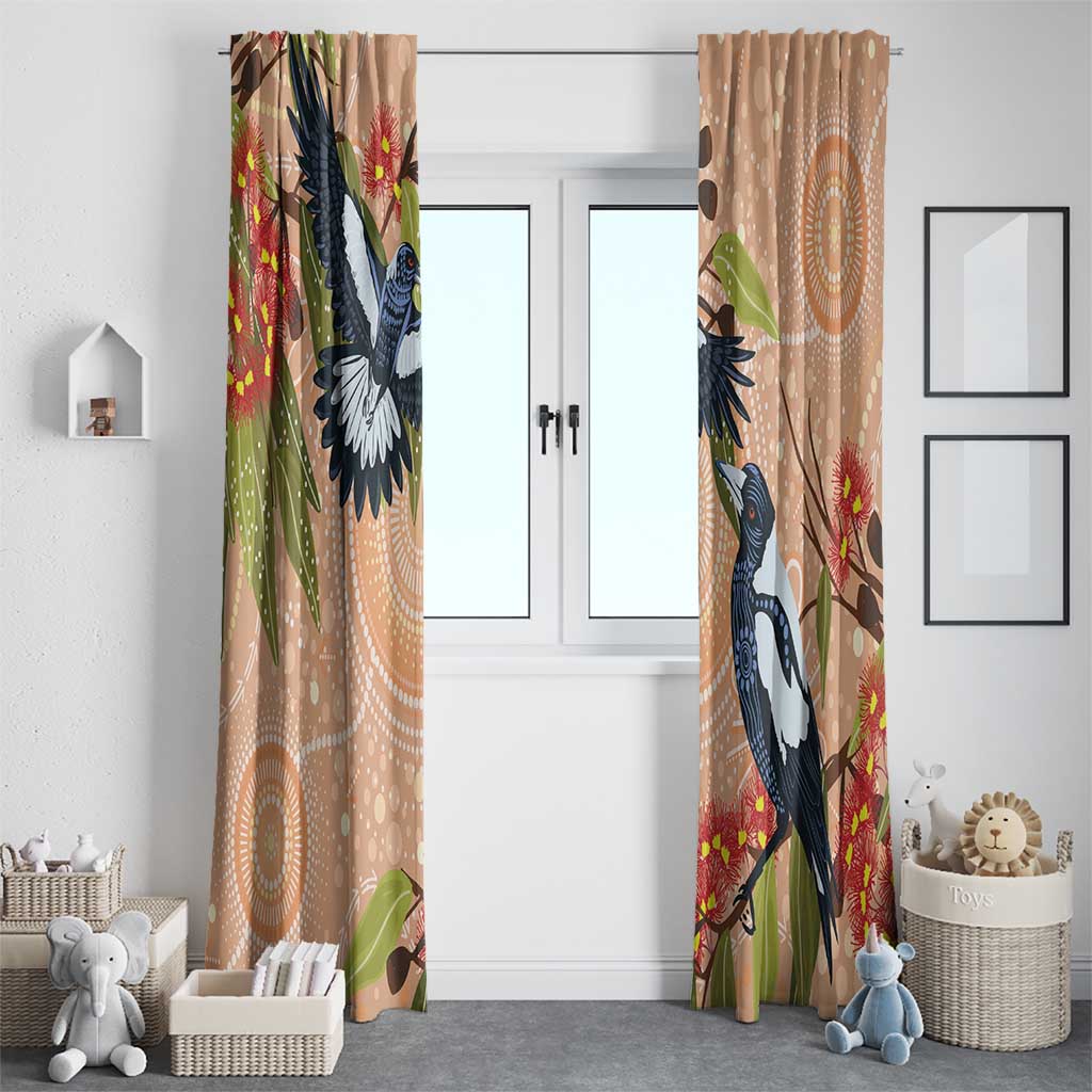 Magpies On Eucalyptus Australia Aboriginal Window Curtain - Aussie Hoodie