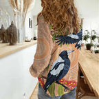 Magpies On Eucalyptus Australia Aboriginal Women Casual Shirt - Aussie Hoodie