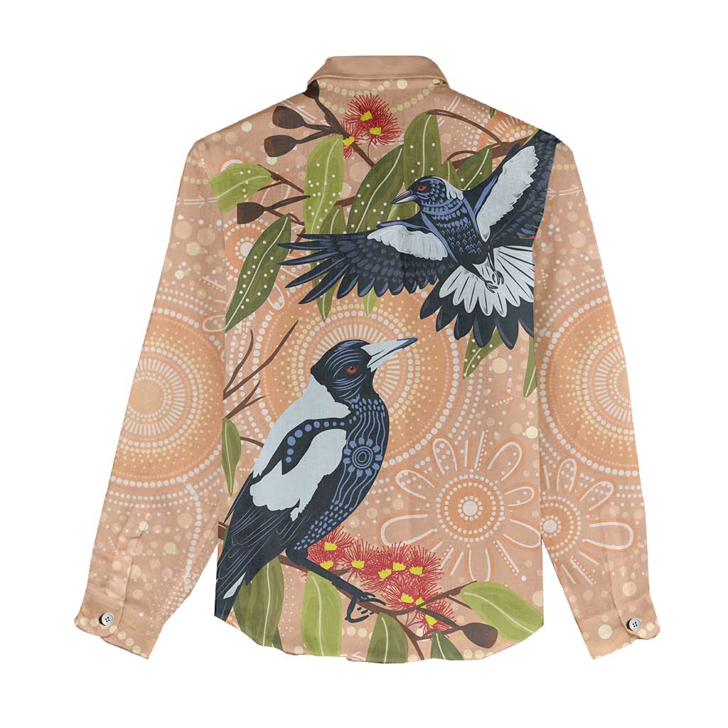 Magpies On Eucalyptus Australia Aboriginal Women Casual Shirt - Aussie Hoodie